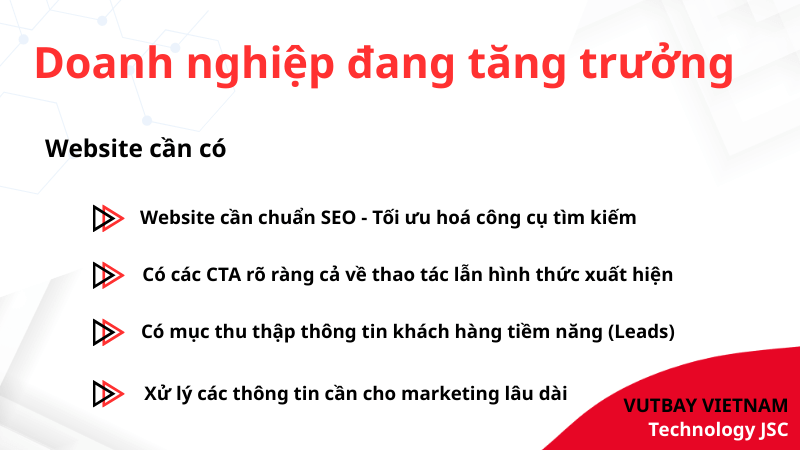 website cho doanh nghiệp đang tăng trưởng